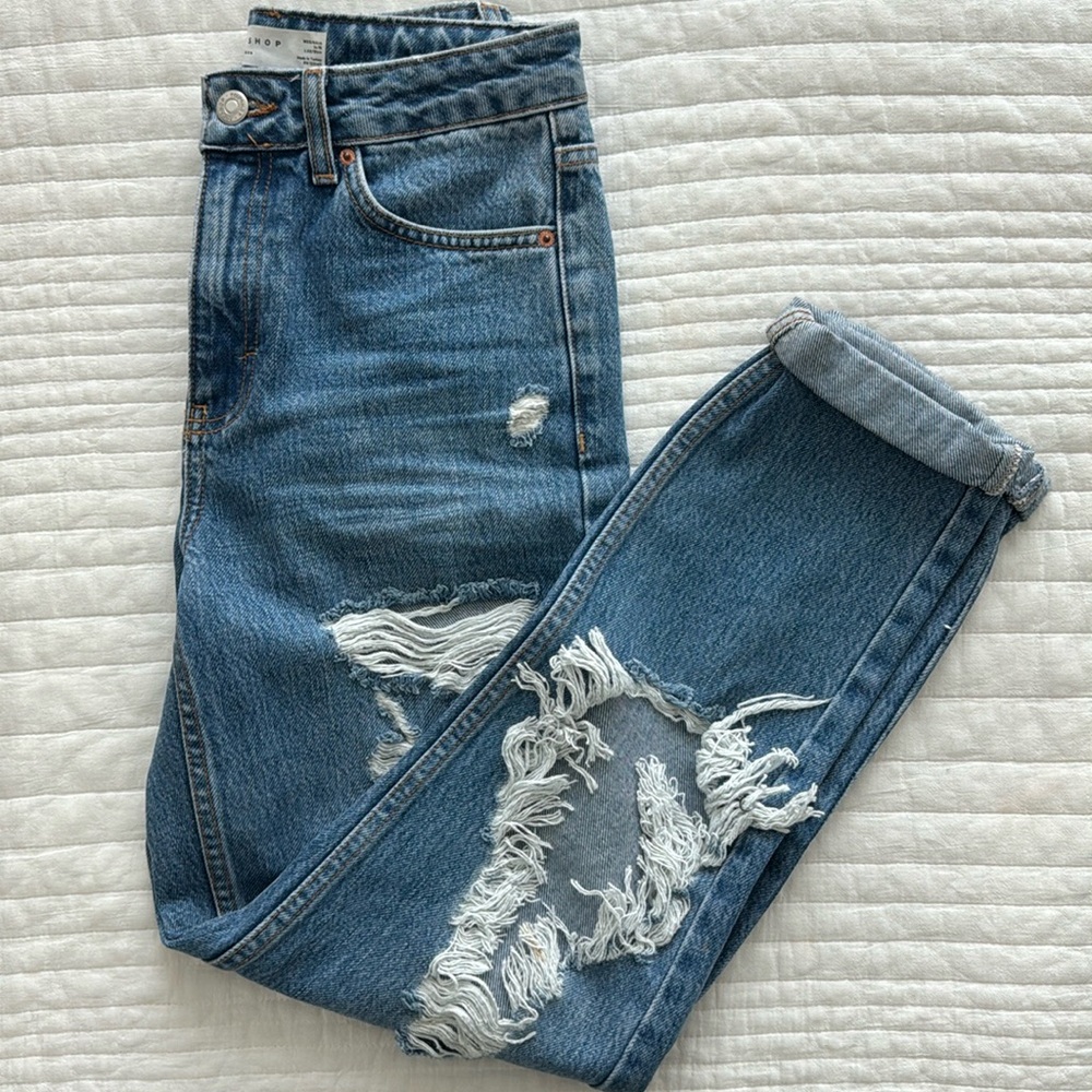 Top shop distressed mom jeans